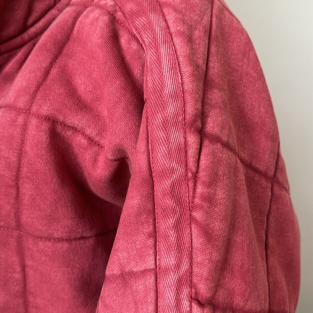 Free People Quilted Bomber Jacket Knitted Dolman Coat Cherry Juice XS - Picture 11 of 16